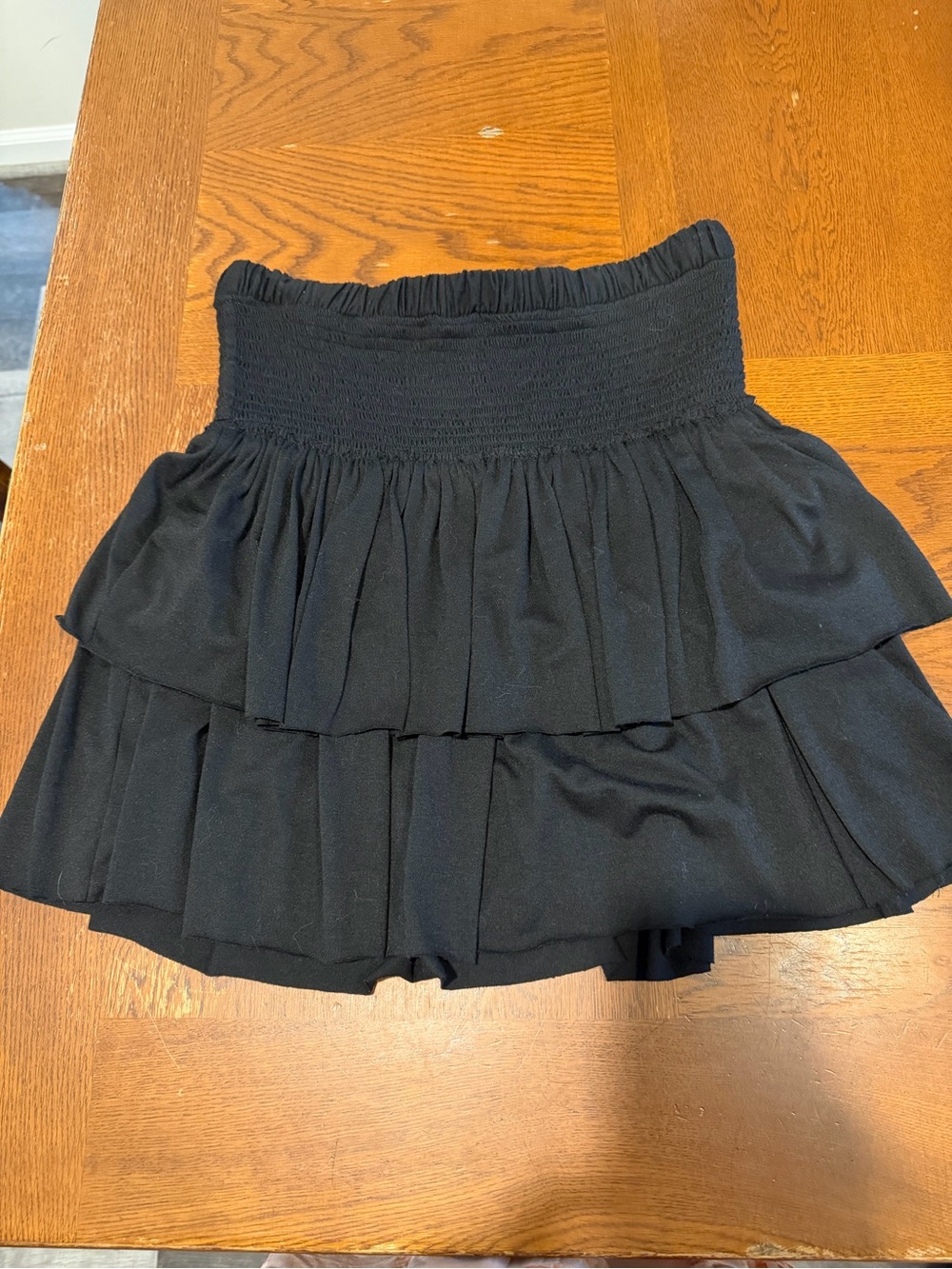 Saturday/Sunday Smocked Waist Black Tiered Mini Skirt from Anthropologie